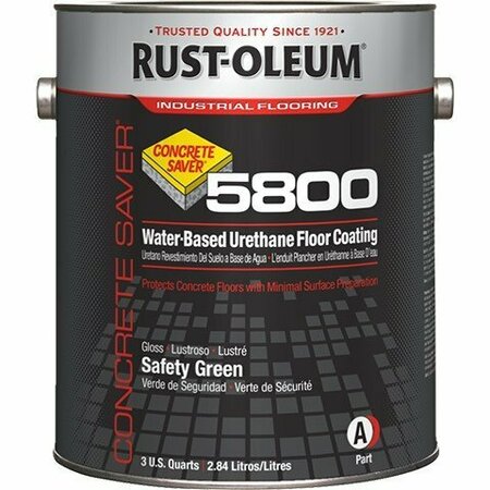 RUST-OLEUM Coating, 5800, 1 gal, Kit, Safety Green, Gloss, Floor, Water 353959